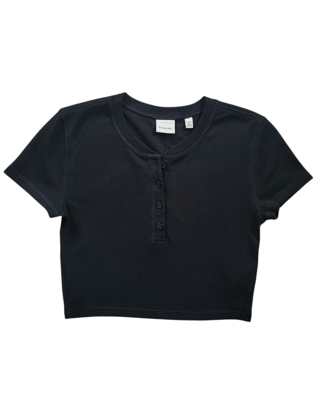 Aritzia Sunday Best Black Waffle Henley Baby Tee – Size XS - Picture 5 of 10